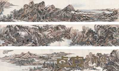 陆恢 甲辰（1904年）作 江南春色图 卷 33×533cm